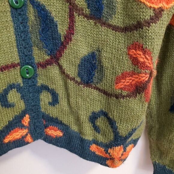 New Tey-Art ALPACA Blend Floral Embroidered Sweater Cardigan Size M Tabask #1 - Picture 7 of 8